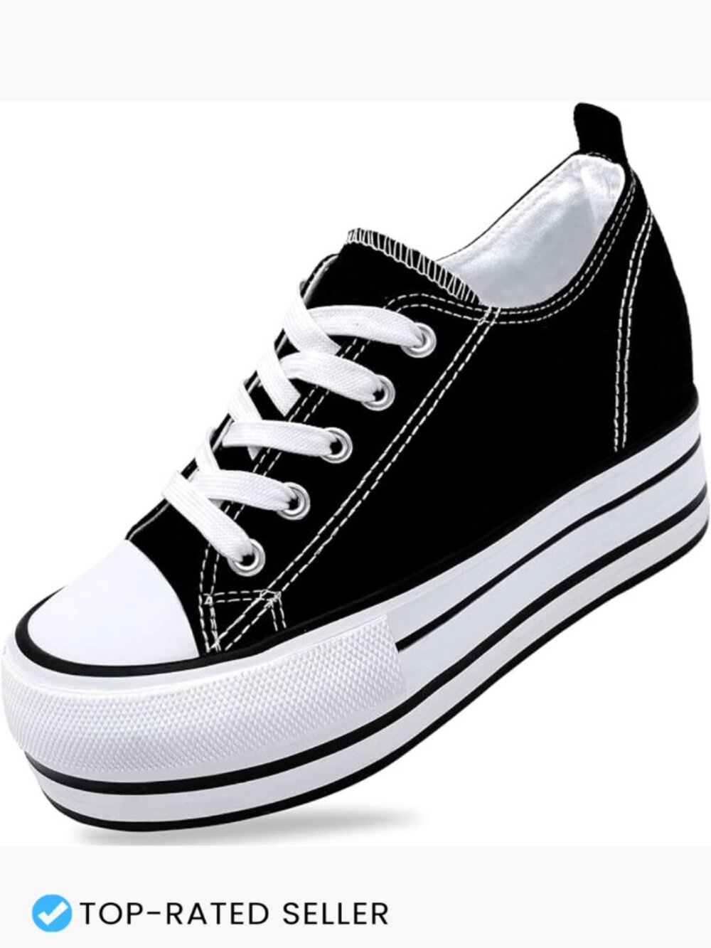 Platform Wedge Sneakers With Hidden Heel Height Increase Casual Lace Up Walking